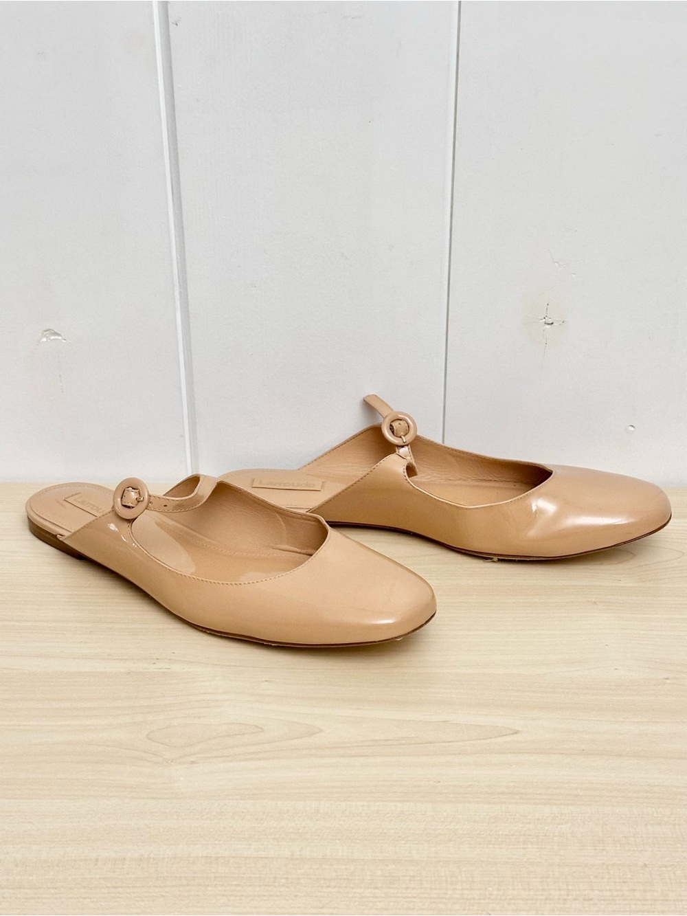 Larroude Blair Patent Mary Jane Mule In Tan Size 11